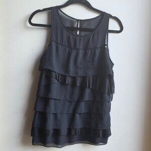 Express Black Ruffle Layered Tank Top Size Small